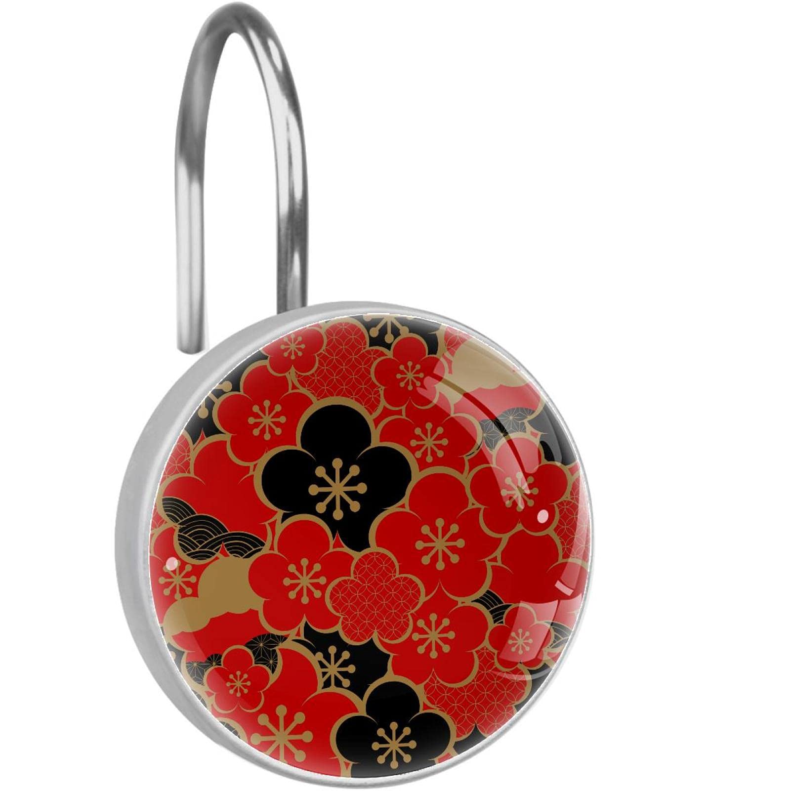 Crochets de rideau de douche motif floral japonais pour créer une ambiance spa zen