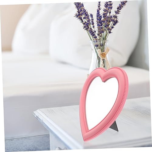Miniatura 9 de BESPORTBLE Espejo de maquillaje con forma de corazón, espejo de mesa, espejo de maquillaje para colgar en la pared, espejo de baño, dormitorio,