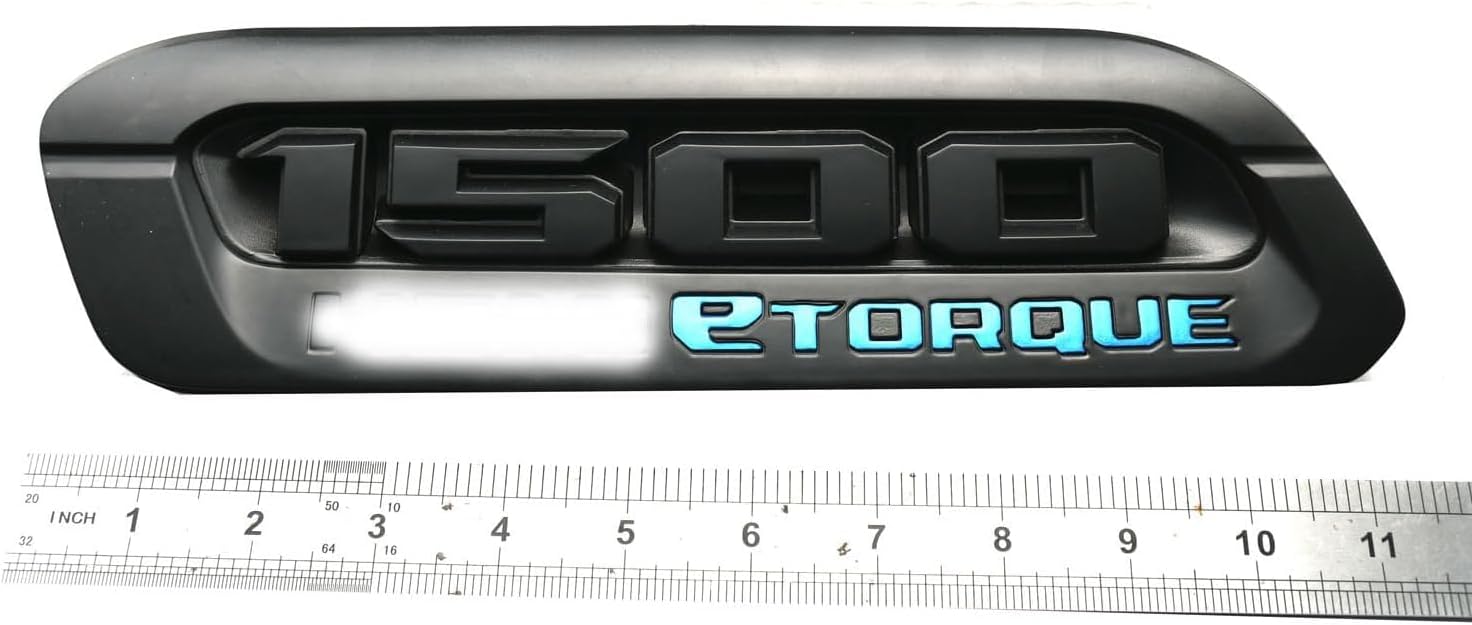 Pair Set 1500 Etorque Exterior Badges Emblems Hood Left Right Side Badge Compatible with fits 1500 68500543AA 68500544AA (Black Blue)