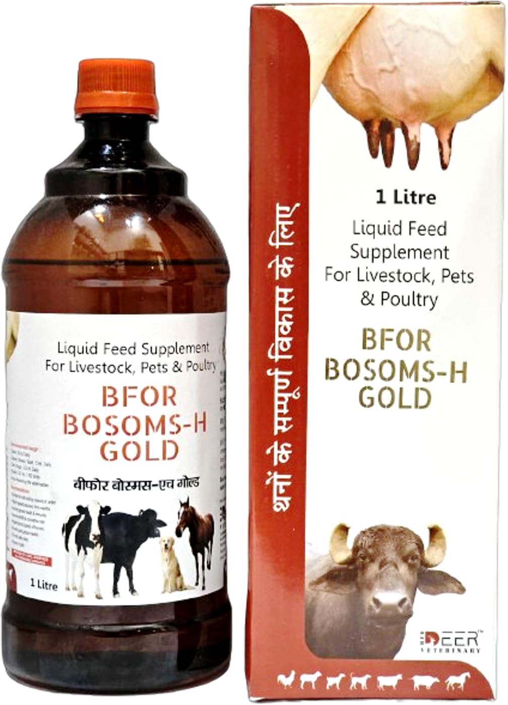 RED DEER - B for Bosom-H Gold Veterinary Vitamin-H for Cow, Buffalo, Cattle, Dog, Cat, Poultry & Livestock Animal | Vitamin-H & D3 | Vitamin-A & Vitamin-E Liquid Feed | 1 Liter (Pack of 1) (B0D7PT2B7H) Amazon Price History, Amazon Price Tracker