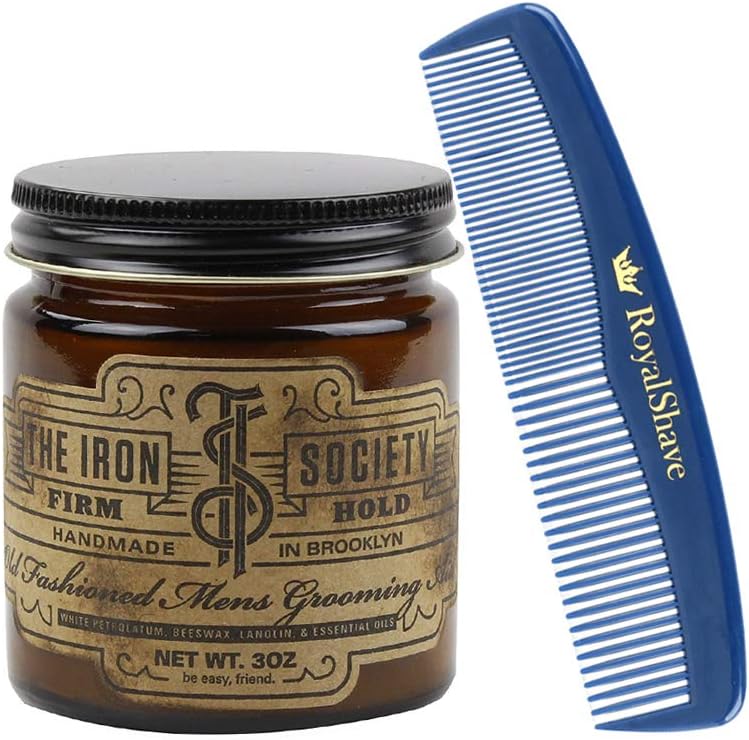 The Iron Society Firm Hold Pomade 3.5oz + RoyalShave Unbreakable Comb Set!
