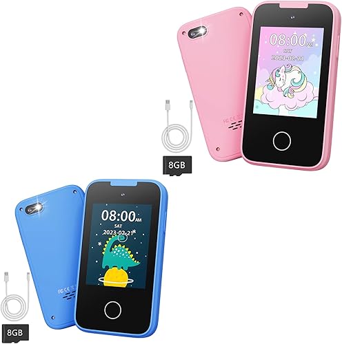 Teléfono falso de juguete para niños, juguetes y regalos para niños de 3, 4, 5, 6, 7, 8 años, teléfono de juego de simulación con doble cámara,