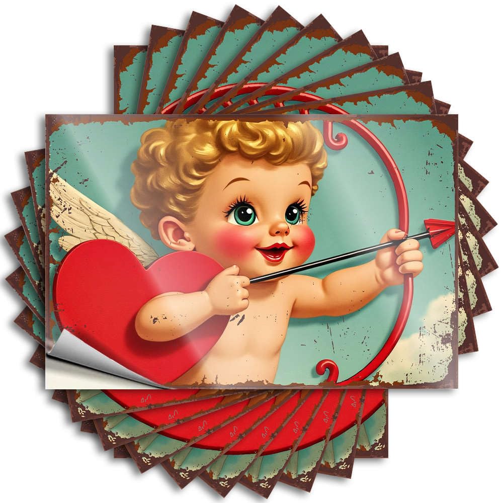 Cupid Shoots an Arrow of Love Teen Room Decor Plush - Funny Sticker Garage Waterproof Decal(12X18CM)