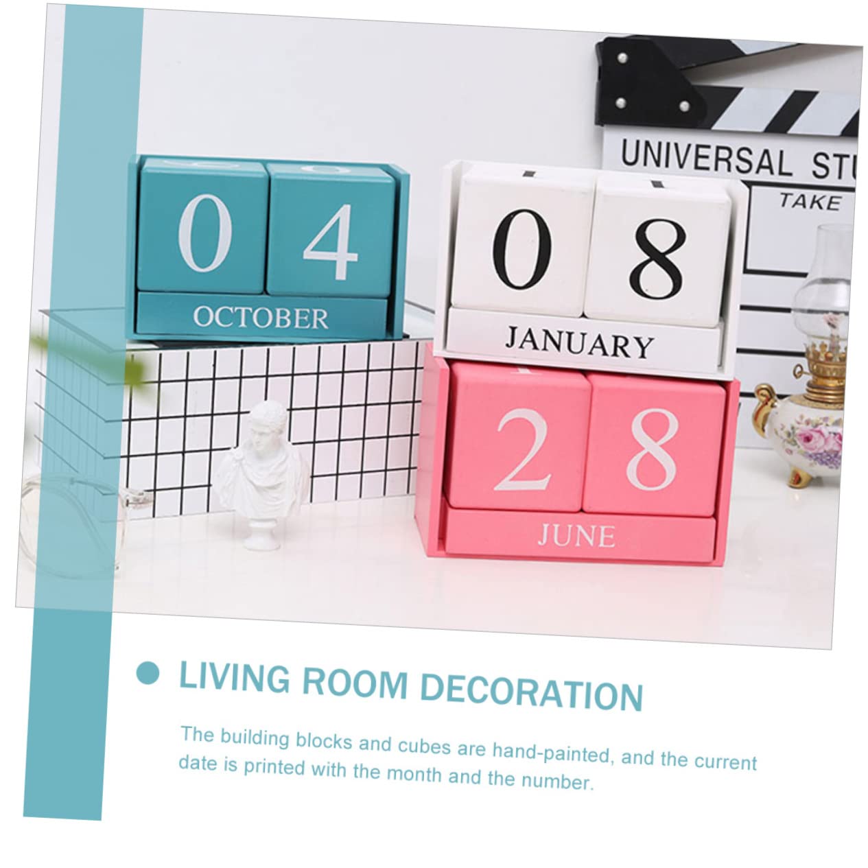 Lurrose 2 Stück Holz Tischkalender Mini Tischkalender Tischdekoration Für Den Schreibtisch Zuhause Rustikale Tischdekoration Schreibtisch Büro