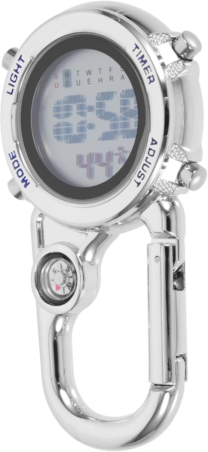 Kisangel Multifunctional Carabiner Digital Watch for Outdoor Sports Durable Metal Clip Read Luminous Dial for Climbing and Hiking Activities Blue Color