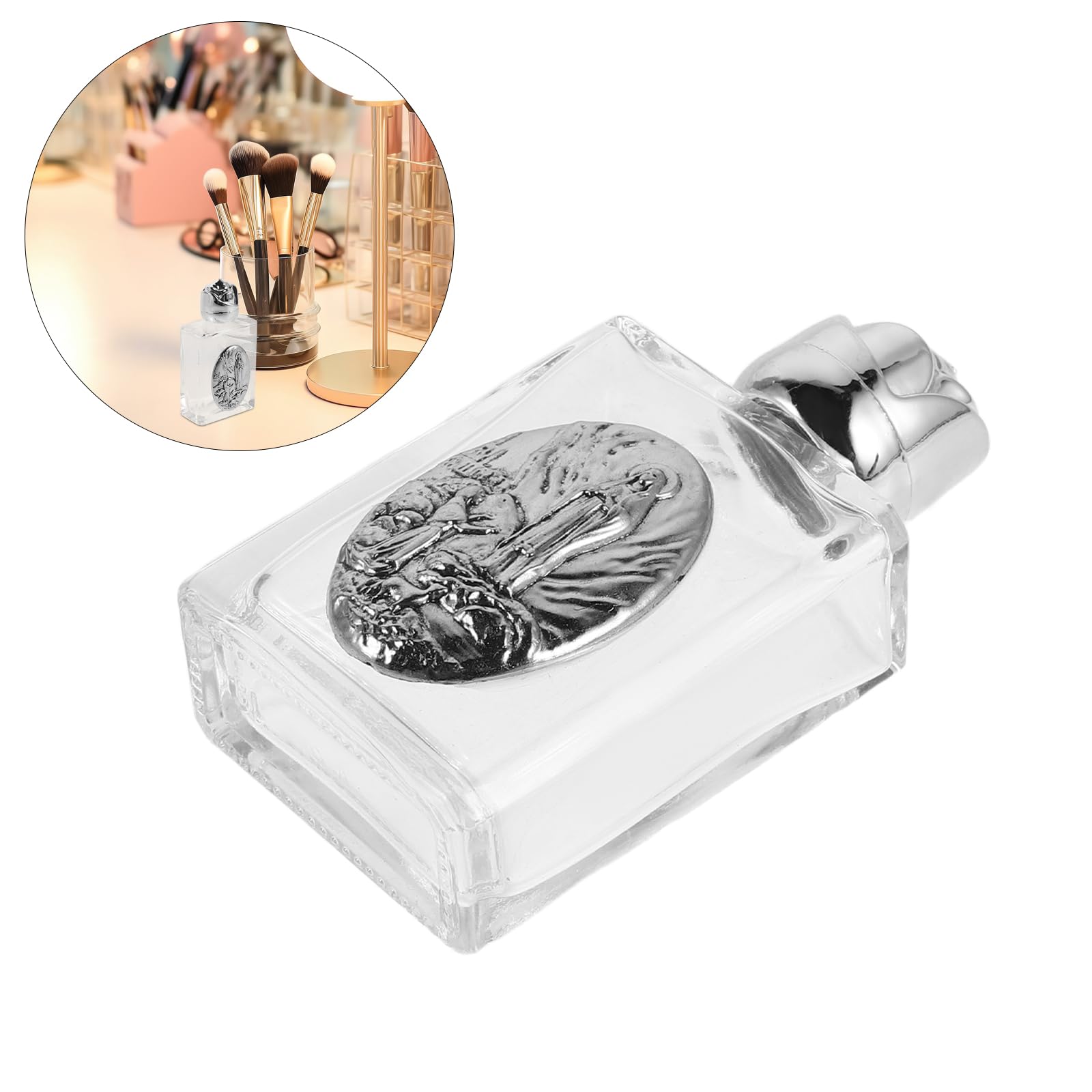 Veemoon Bottigliette per Acqua Santa in Lega da 15 Ml, Set da 10 Pezzi, Contenitori Vuoti in Rilievo per Uso Religioso, Decorazioni per Matrimoni, Battesimi e Pellegrinaggi