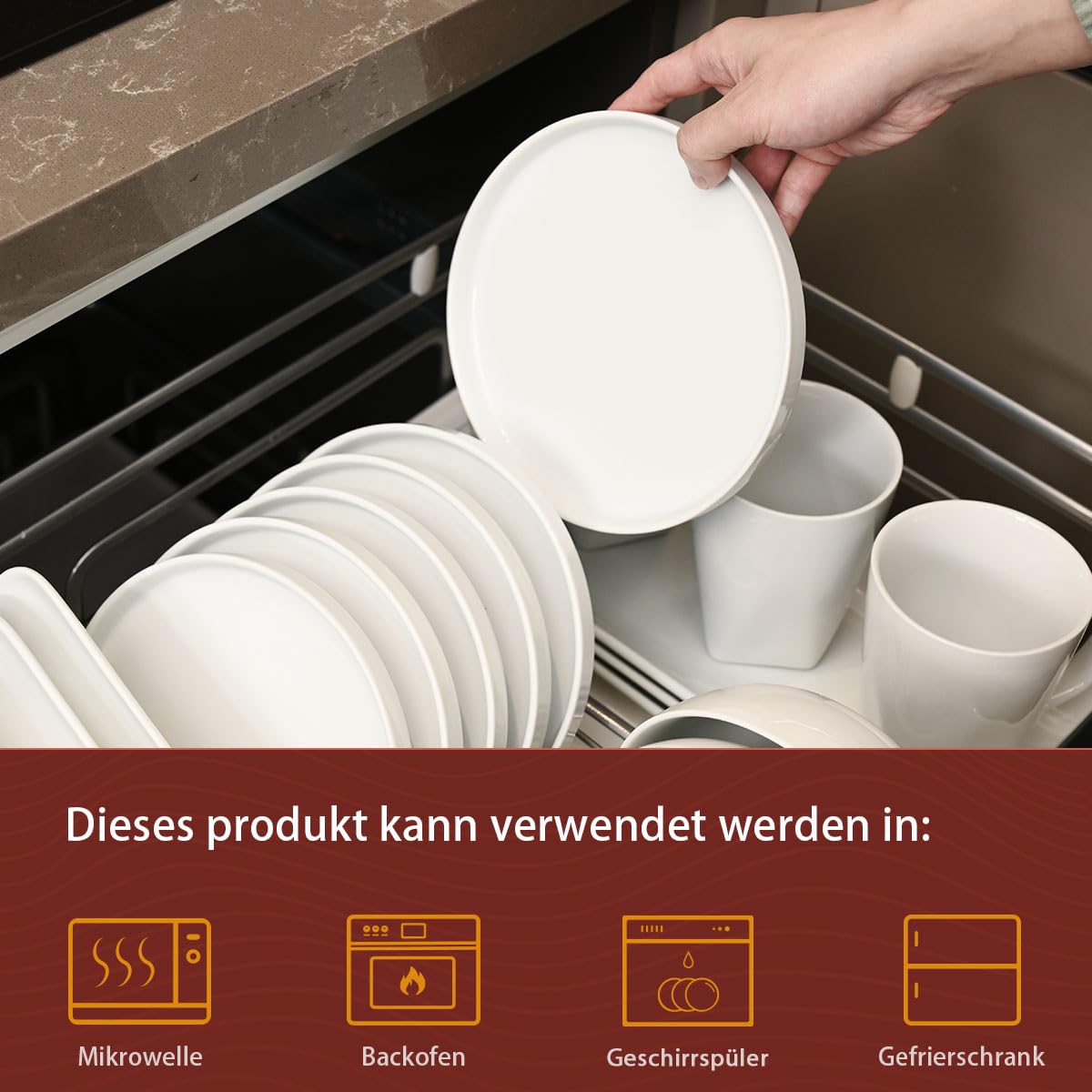 WishDeco Lot de 6 Assiettes à Dessert, Assiette Blanche Porcelaine 18 cm, Petite Assiette Ronde avec Rebord, Plat Ceramique pour Gâteau, Pain, Salade, Pâtes, Fruits