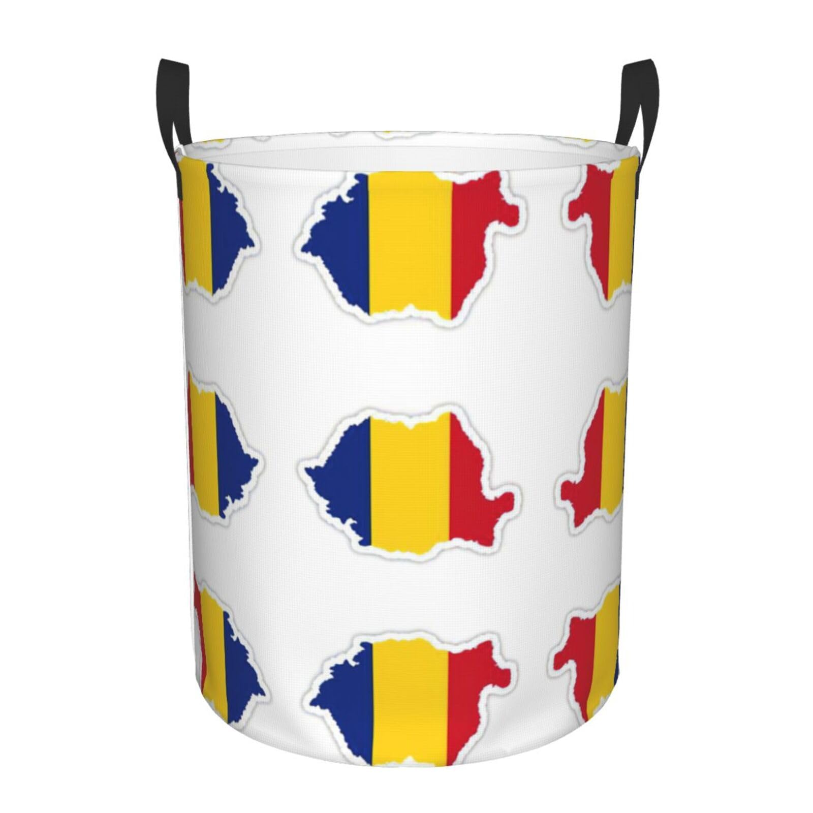 Panier à linge drapeau Roumanie avec poignées pour rangement vêtements et couvertures