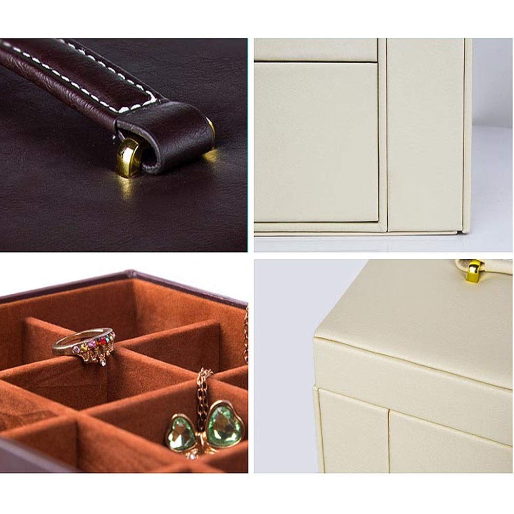 Joyero de Piel sintética con Seis Pisos, Estilo Princesa de Gran Capacidad con Espejo, Caja de Almacenamiento versátil para Joyas, joyero para Mujer (Color: Negro)
