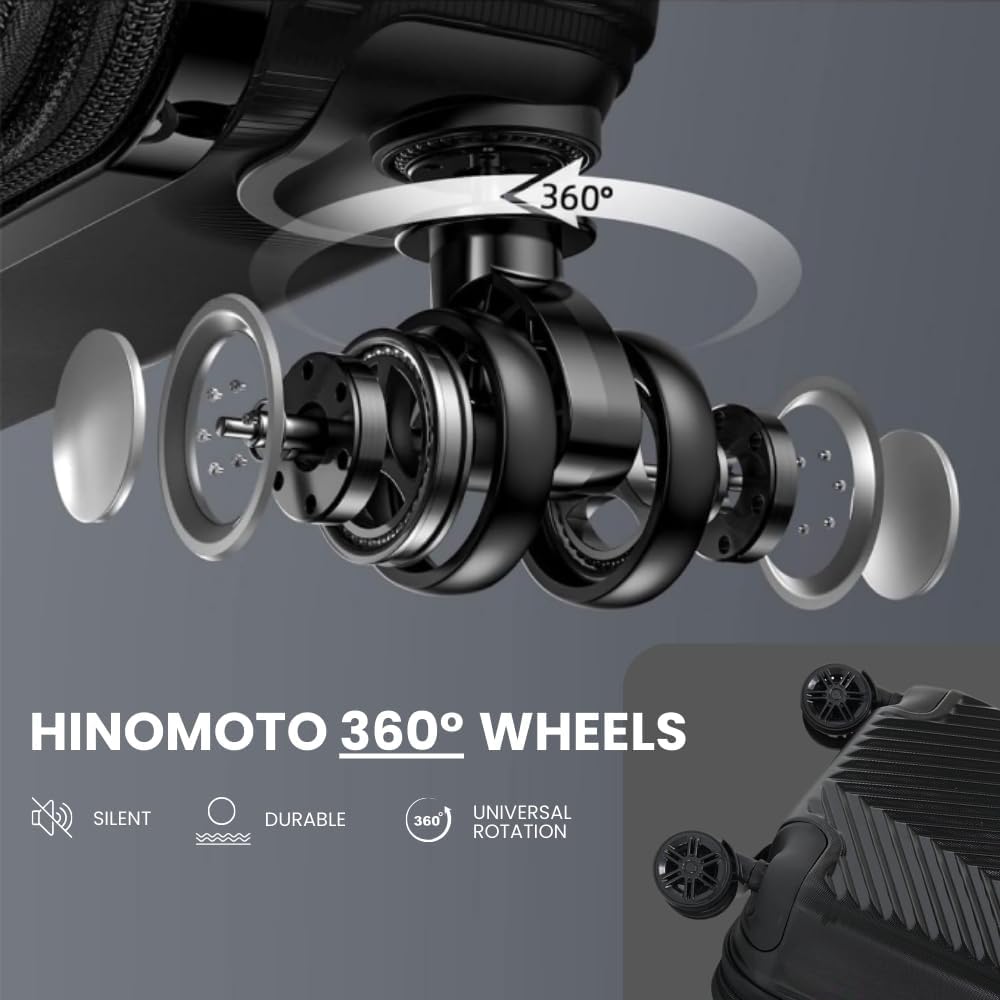 Fagoza 3-Piece Lightweight Hardside Spinner Luggage Set with TSA Lock, 3 piece suitcase set (20in24in28in) (Cherry Red)