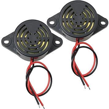 MEETOOT Piezo Electric Tone Buzzer Alarm DC 3-24V 30x15mm High Decibel Continuous Sounder Electronic Buzzer Alarm for Physics Circuits Continuous Sound