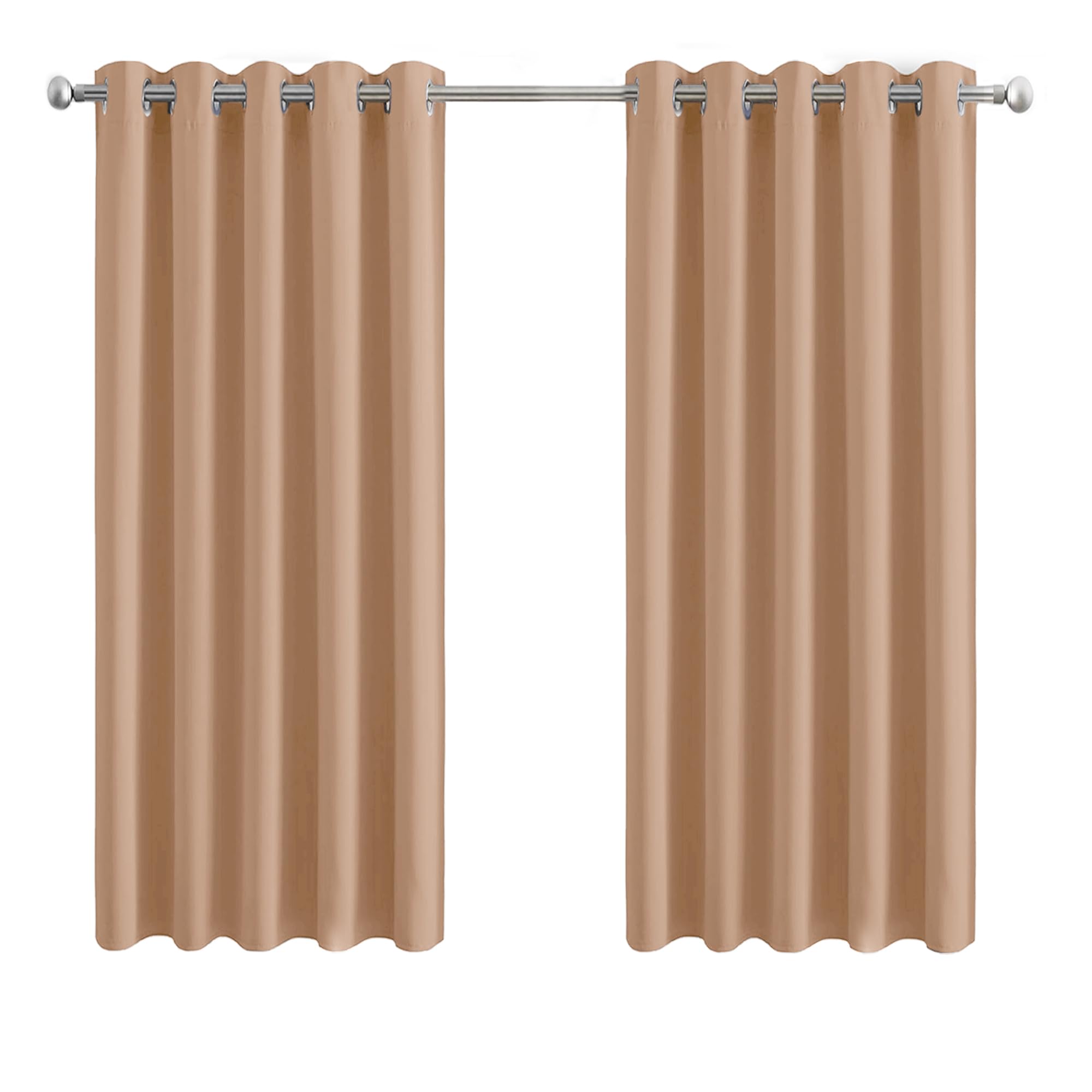 Aspire Homeware Beige Blackout Curtains for Bedroom - Eyelet Door Curtains 66 x 84 inch Drop Thermal Insulated Super Soft Ring Top Living Room Window Curtain with Matching Tieback, 2 Panels โ image 1
