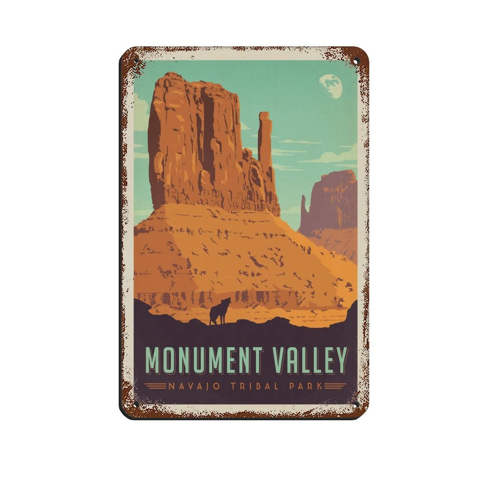 Azolid Tin Signs Retro Monument Valley Navajo Tribal Park Travel Tin Signs Vintage Funny Home Kitchen Bar Club Cave Rustic Wall Art Decor 30X20cm
