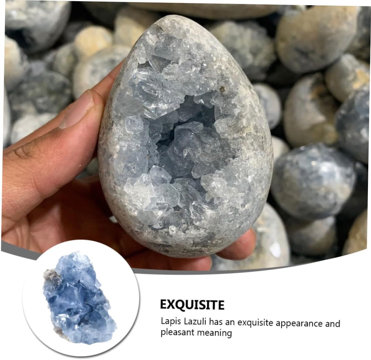 PRETYZOOM 1pc Natural Celestite Healing Crystal Mineral Specimen Unique Decorative for Home Office for Creative Teaching Samples and Geological Research Random Shape Color Variations