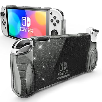 Mumba Case for Switch OLED 2021, [Thunderbolt Series] Protective Glitter Bling Cover with TPU Grip Compatible with New Switch OLED 7 Inch Console and Joy-Con Controller (Shadow)