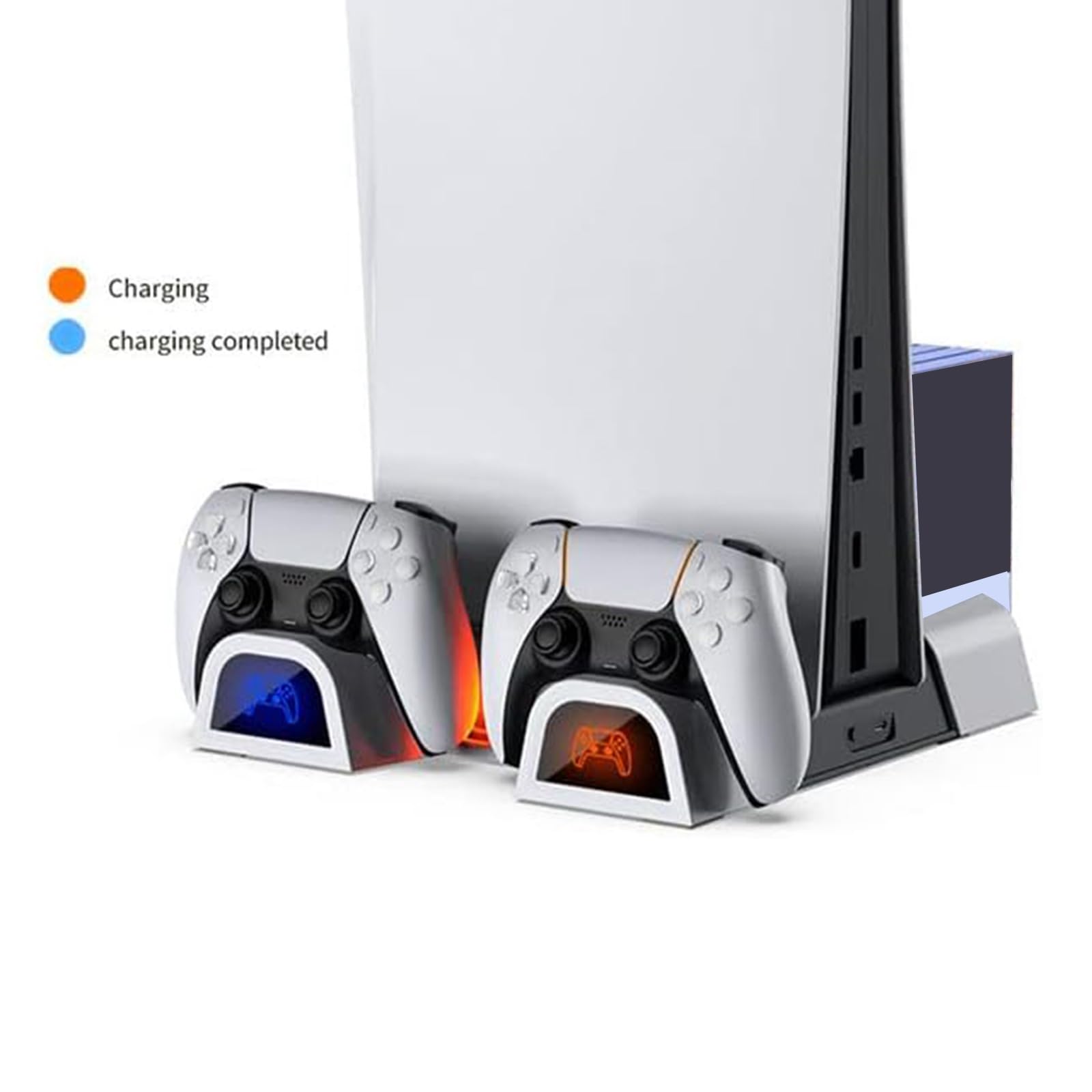 Base de carga para controlador, soporte de refrigeración integrado con dos ventiladores de refrigeración con soportes de almacenamiento de disco para consola de juegos P5, soporte de cargador de