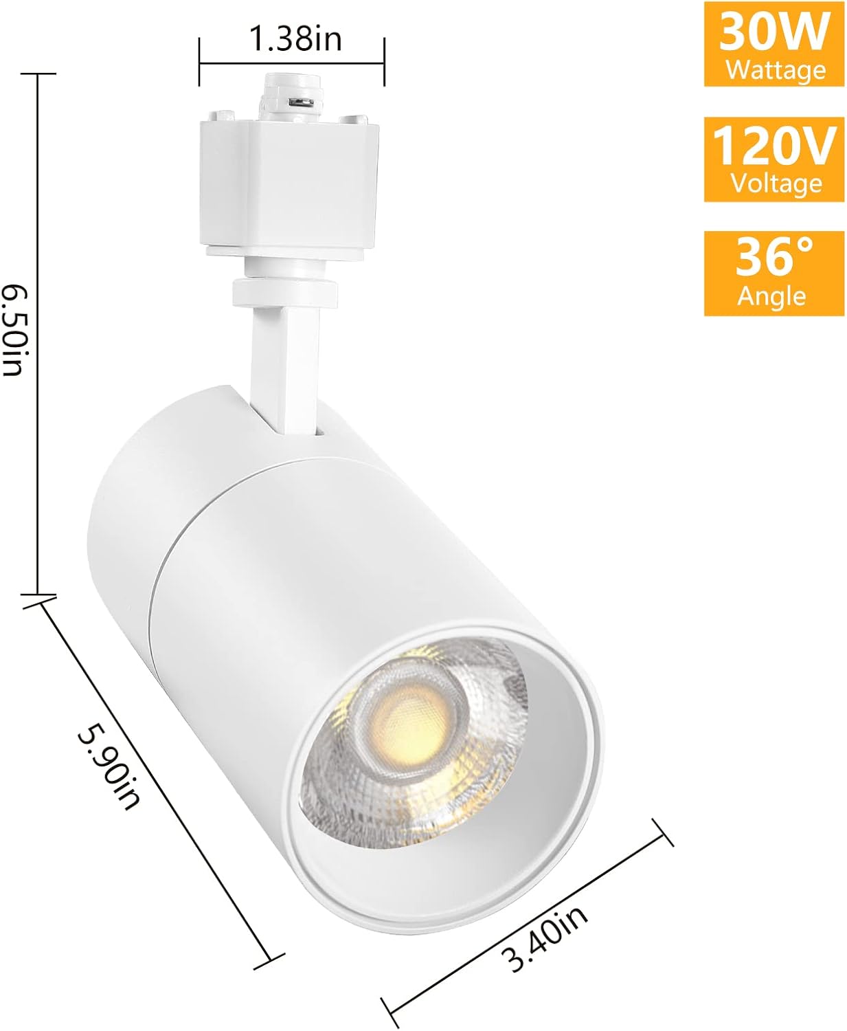 VANoopee 3-Color 30W H Track Lighting Heads Dimmable Bright LED Track Lighting Fixtures Accent Task Retail Kitchen Ceiling Spotlight Track Light H Type Pack of 4 - Flicker Free CRI90+ 36° 3000lm White