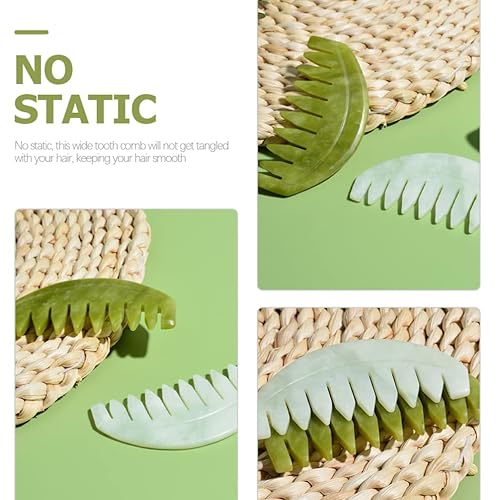 Miniatura 7 de Masajeador de cabeza, 2 piezas, peine de masaje de jade, Guasha, raspado del cuero cabelludo, peine de dientes anchos, masajeador de cuero