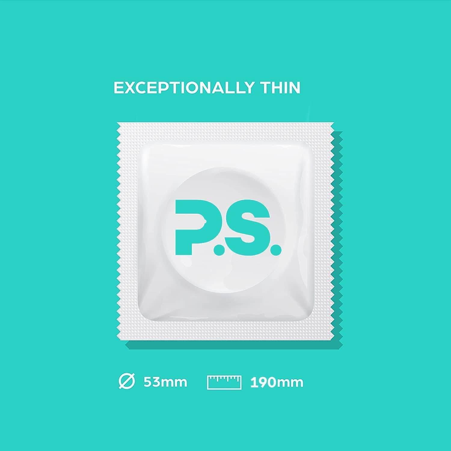 PS Condoms Exceptionally Thin Latex Condoms for Men - Odorless and 100% Vegan - Ultra Thin Lubricated Condom - 40% Thinner and Transparent - 36 Pack