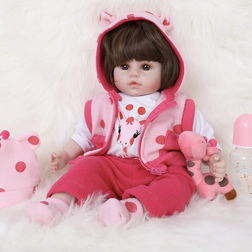 Miniatura 2 de ENADOLL Muñeca de bebé Reborn de silicona realista de vinilo con lunares jirafa bebé de 16 pulgadas cuerpo suave con peso juego de regalo para
