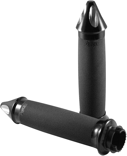 Avon Grips Cruiser Custom Contour Grips con tapa de punta de punta (anodizado negro) compatible con Kawasaki VN900C 07-18
