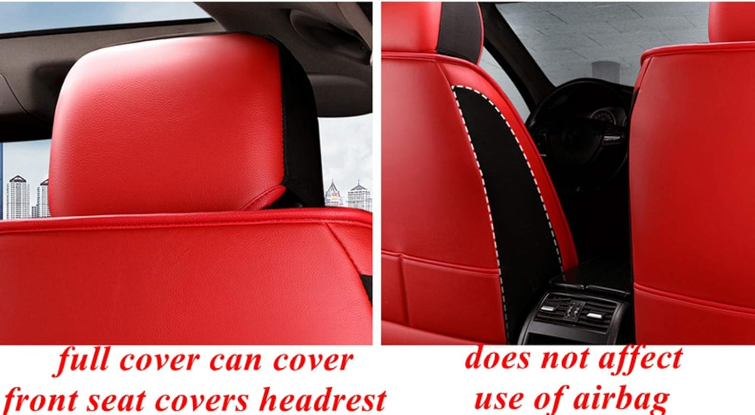 Leather Car Seat Covers Faux Leatherette Automotive Vehicle Cushion Cover for Cars SUV Pick-Up Truck Universal Fit Set for Auto Interior Accessories D