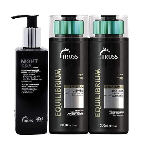 Truss Paquete de suero para el cabello Night Spa con acondicionador de equilibrio y set de champú