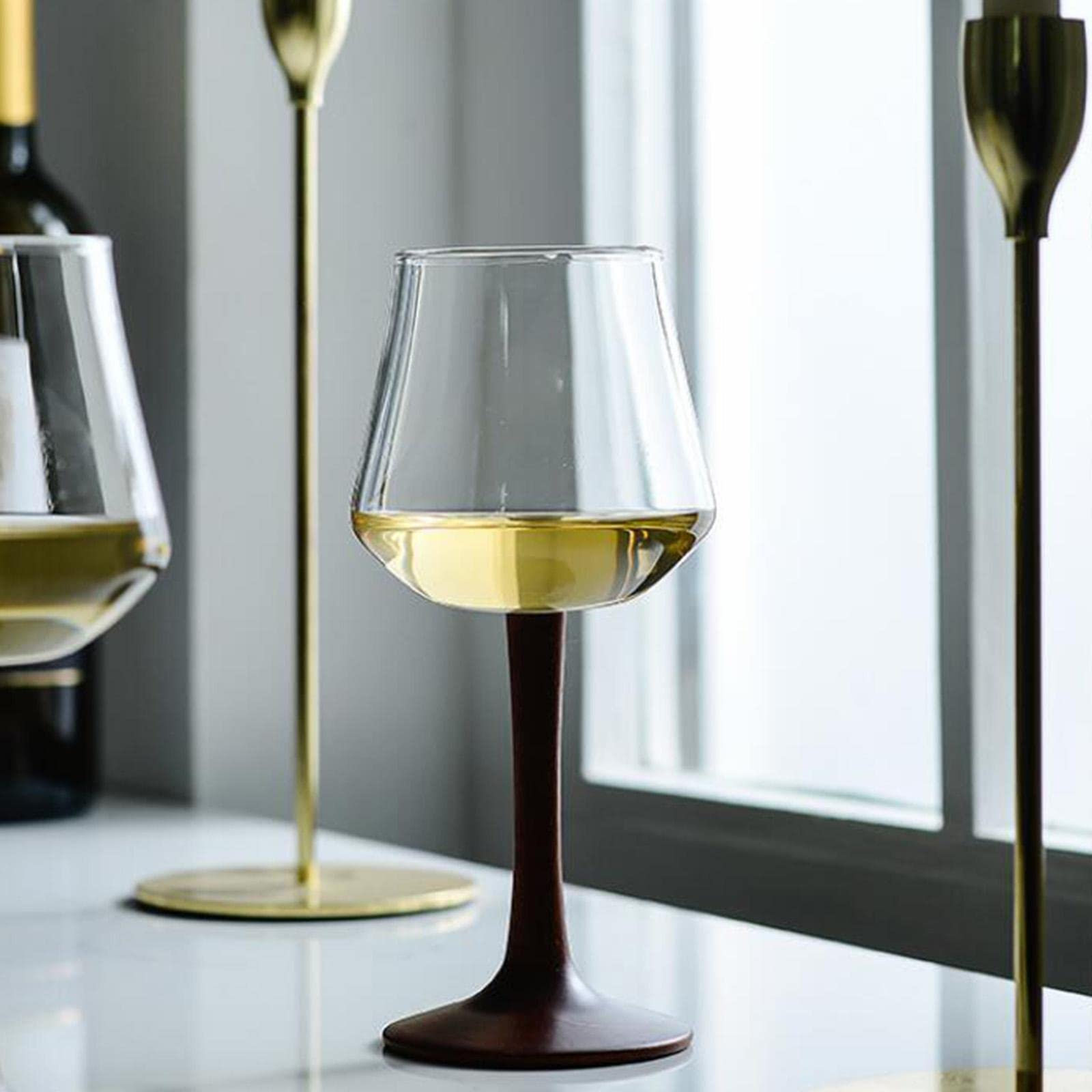 Juego de 3 copas de vino tinto sopladas a mano para fiesta aniversario degustación de vino, estilo 3