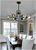 Modavize Vien Modern Design Living Room Dining Room Kitchen Black Color Smoked Glass Pendant Lamp 6-Piece Chandelier Black Smoked 60