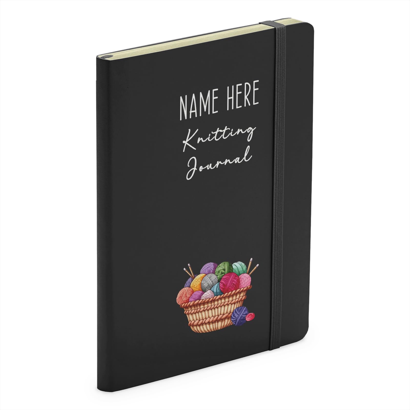 Finger prints - Personalised Knitting Journal - Craft Hobby Soft Touch Black Notebook