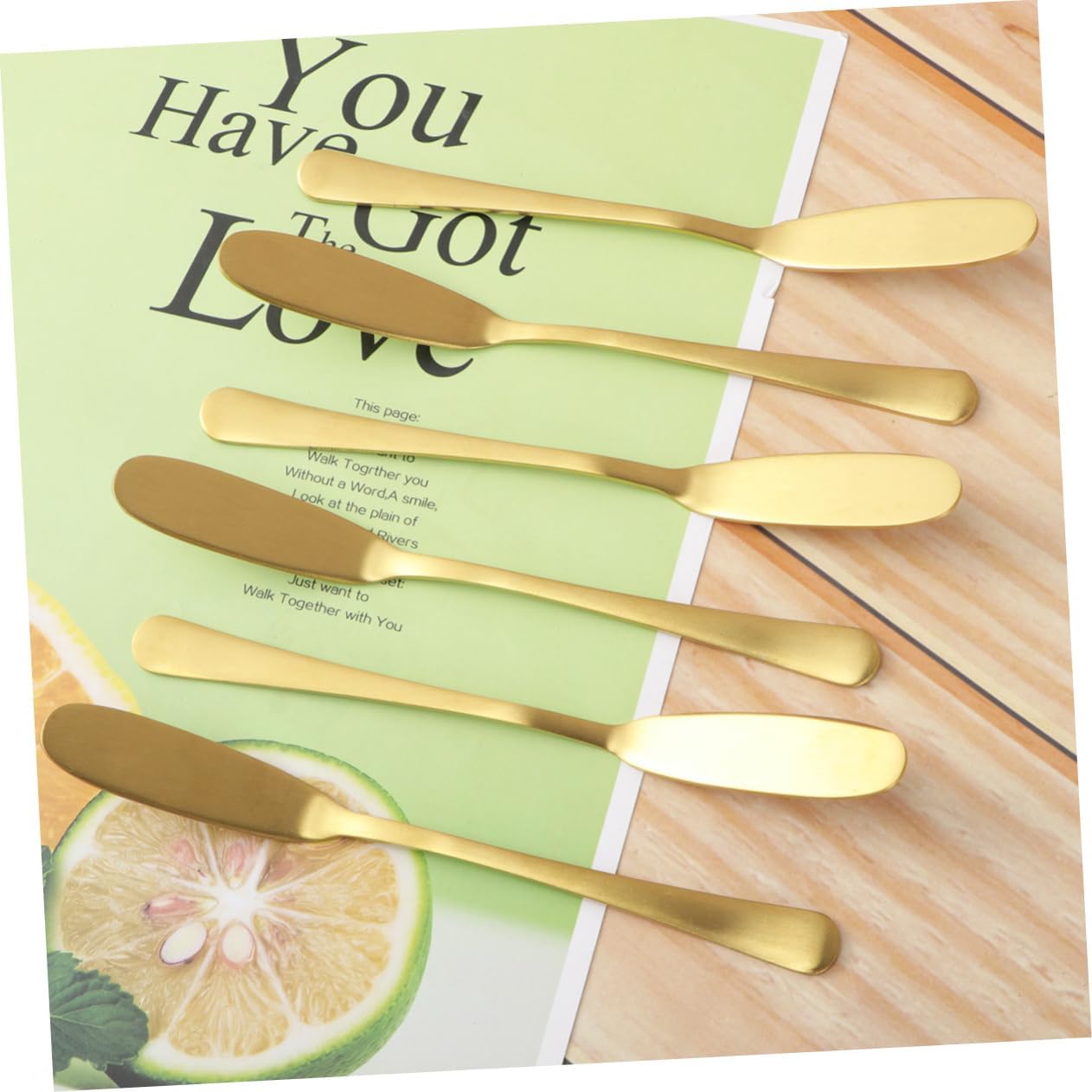 6pcs 304 Stainless Steel Butter Spreader Butter Knife Cream Knife Jam Spreader Golden