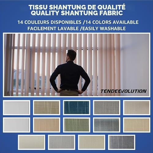Store Californien avec Bandes en Tissu Shantung de 127 MM, Stores à Bandes Verticales d'Intérieur avec Supports de Plafond, Dimensions et Couleurs Personnalisables – vue 4