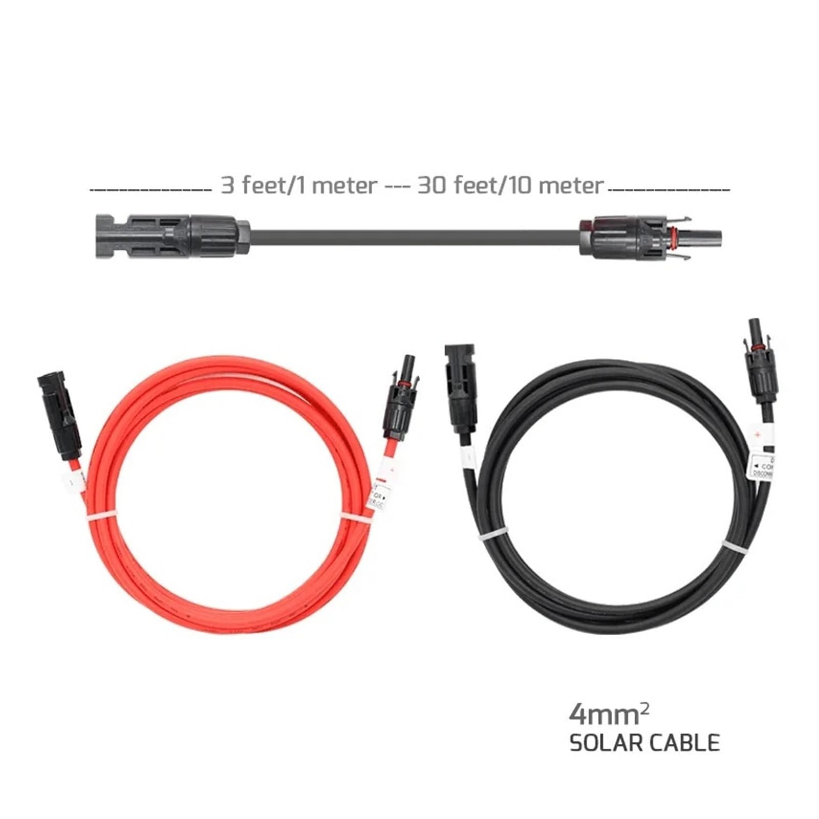 Solarkabel 1 Teile/los 1-5 Meter Schwarz/Rot Power Solar Verlängerung Kabel 4.0mm2/12AWG mit PV DC Stecker verwendet in Solar Panel System(Black 4 Meters)
