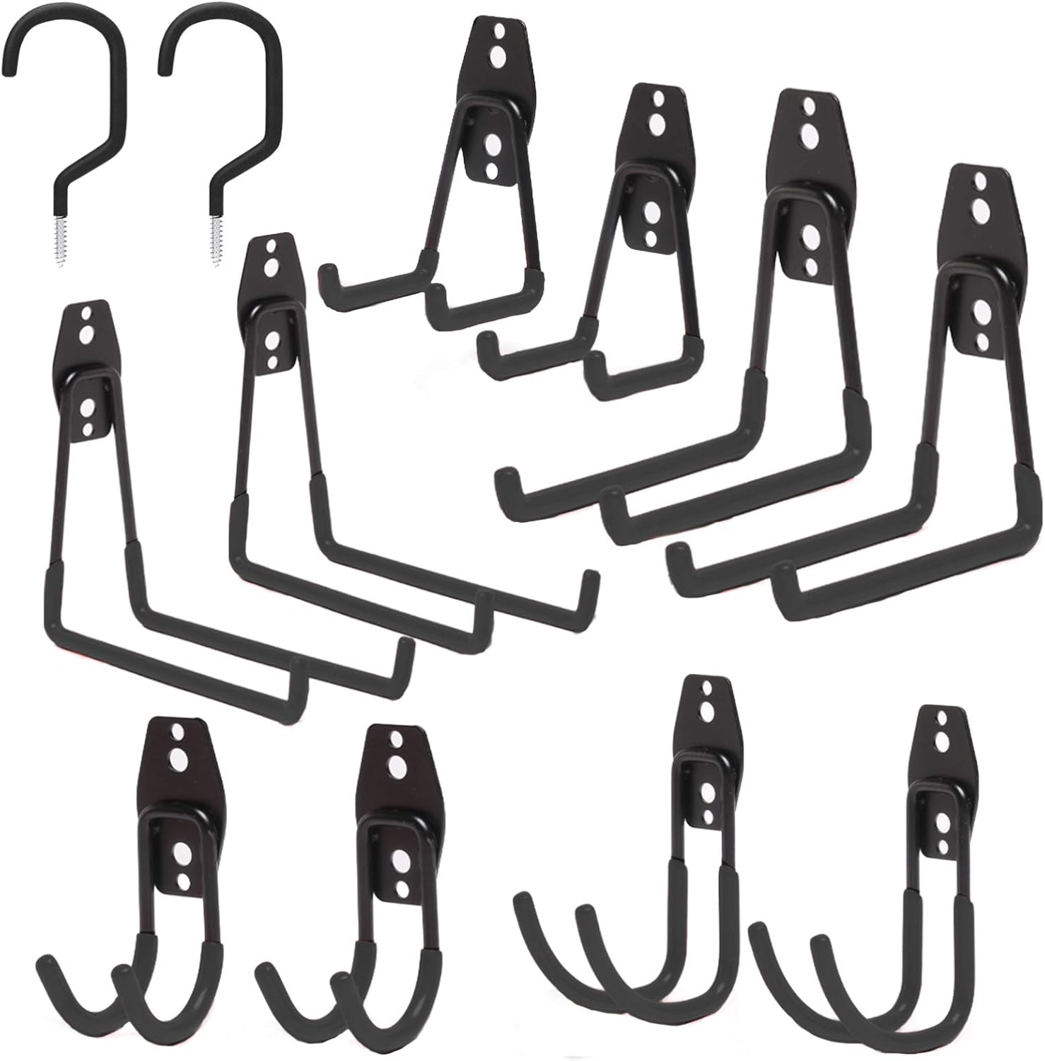 Garage Storage Hooks, 10 PCs Hooks for Garage Storage, Heavy-Duty TIDIHAUSET Wall-Mounted Garage Organizer, Organizing Ladders, Bicycles, Gardening Tools (Black) : Everything Else