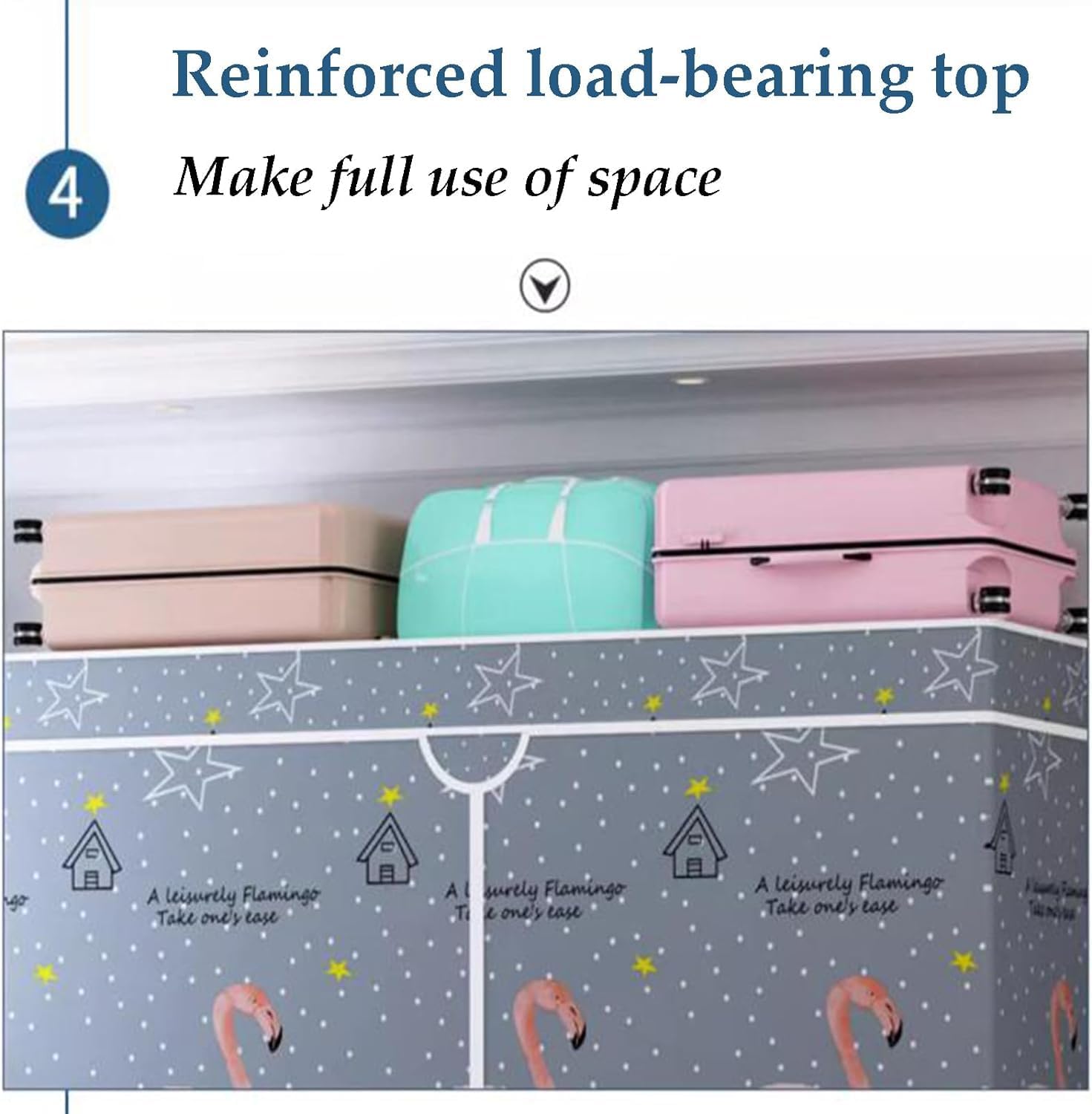 Wardrobe Closet with Pattern Cloth Cover Wardrobe Closet Steel Rack Closet for Clothes Saves Space Portable Storage Closet, 170cm/66.9in