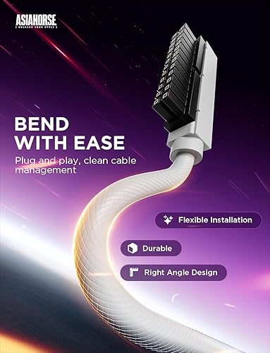 Miniatura 5 de AsiaHorse Hydrus-24PIN Cable de extensión de fuente de alimentación para PC ARGB LED, cable de extensión de alimentación de placa base de alambre