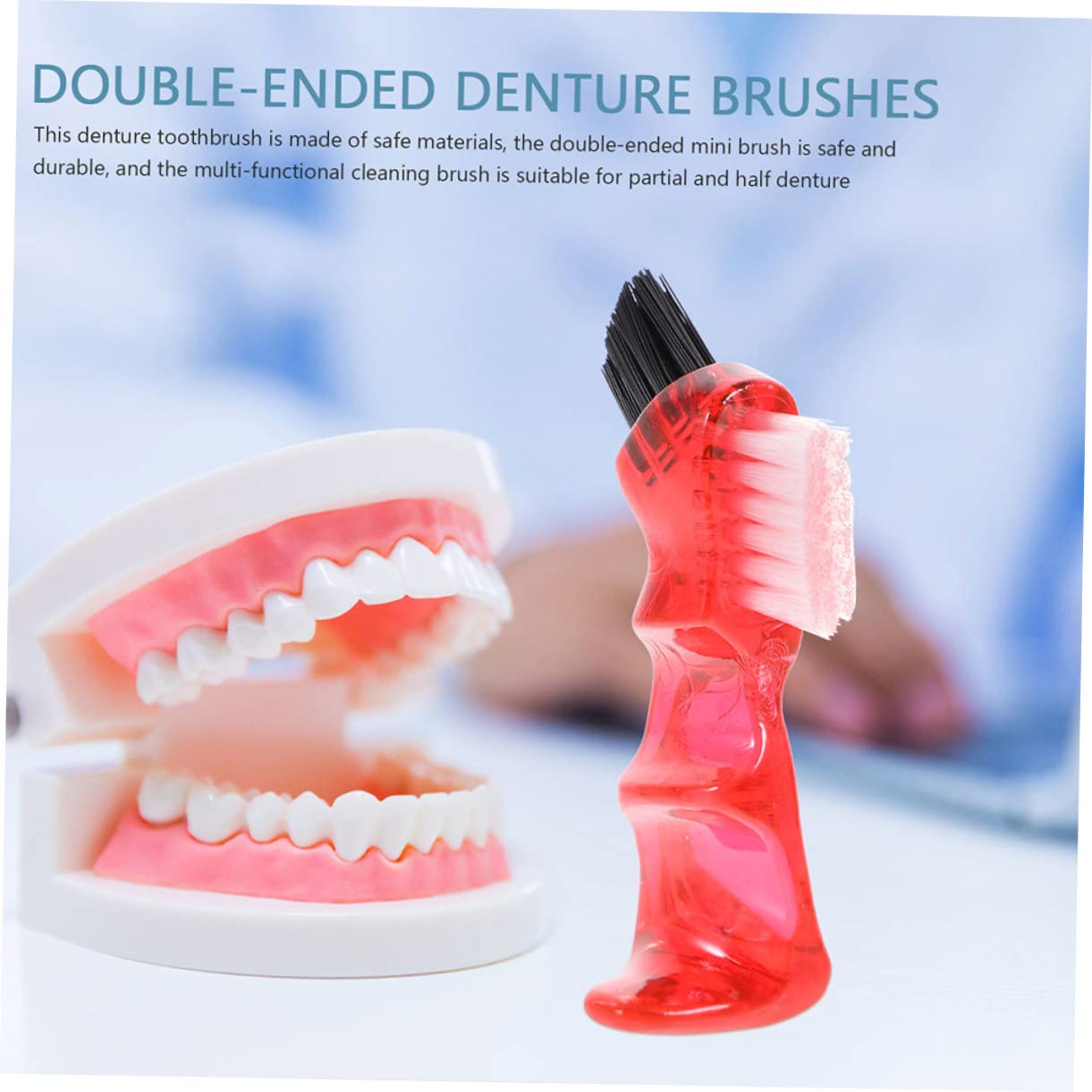 GALPADA Spazzolino per Dentiera Portatile 3 Pezzi in Plastica Pp, Mini Spazzola Multifunzione per Pulizia delle Protesi Dentali a Casa