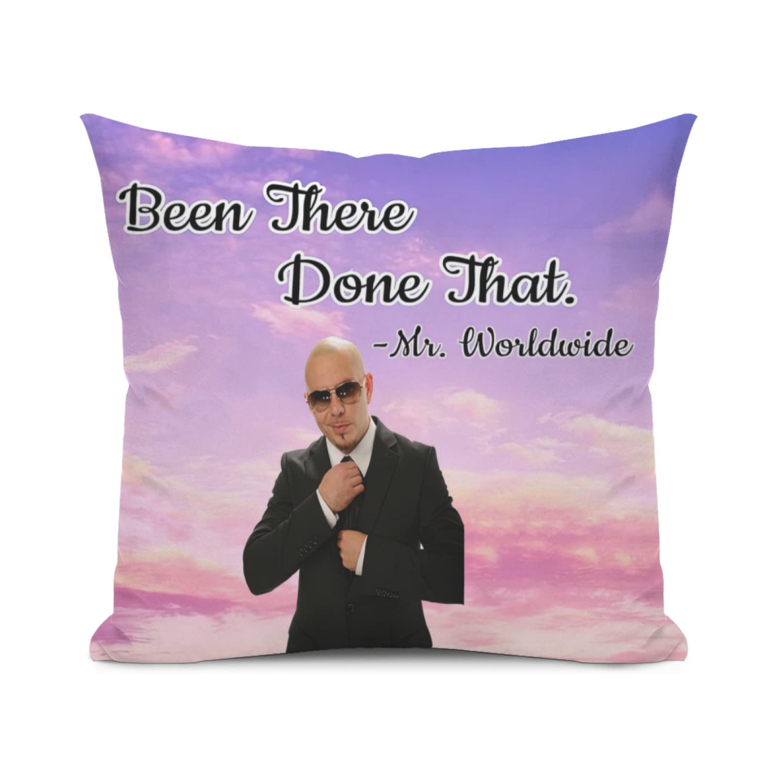EVNOI Mr Worldwide Been There Done That Pillowcase Throw Pillow Covers Funny Meme Cushion Covers Microfiber Pillow Cases Modern Decoration for College Dorm Room Living Room 18"X18"