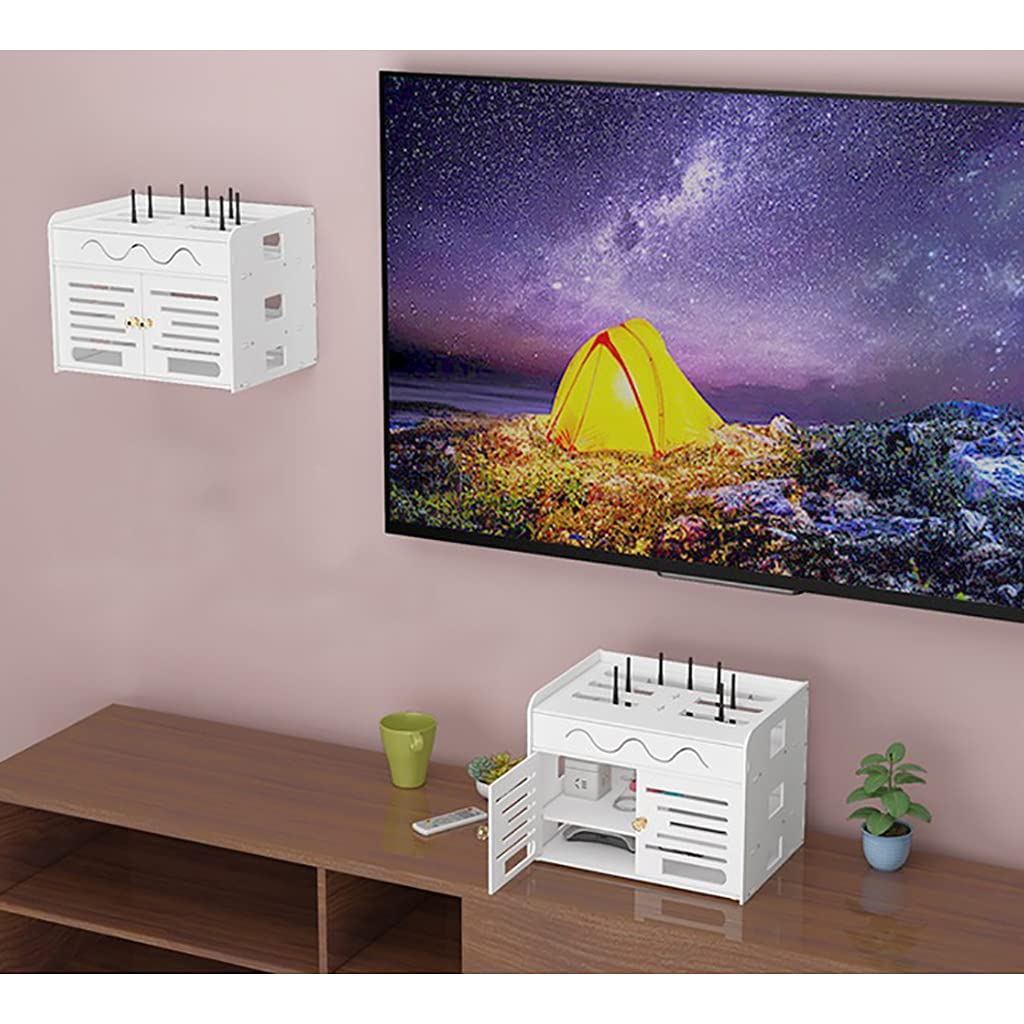 Pudełko do zarządzania kablami PVC Router WiFi Ornizer Set Top Box Rozwiązanie do przechowywania Biały Wiele rozmiarów (24 x 18 x 19 cm) Uporządkuj kable i ulepsz wystrój domu