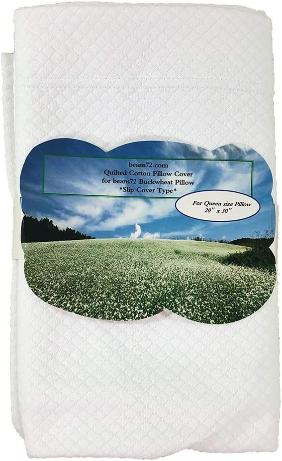 beans72 Quilted Cotton Pillow Cover for Queen Size 20 inches x30 inches Buckwheat Pillow
