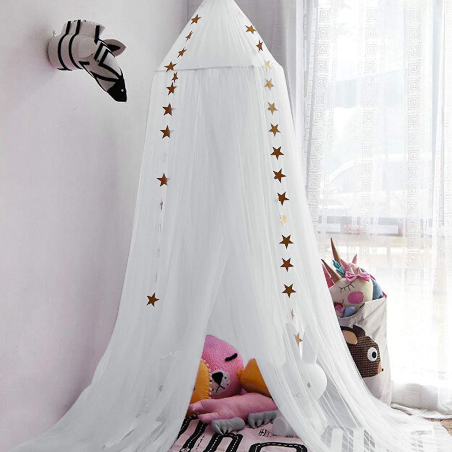 Jolitac - Mosquitera para cama infantil, diseño de princesa, ideal para decorar la habitación de los niños, con mosquitera de encaje redondo, tienda de juegos, casa de bebé, castillo rosa
