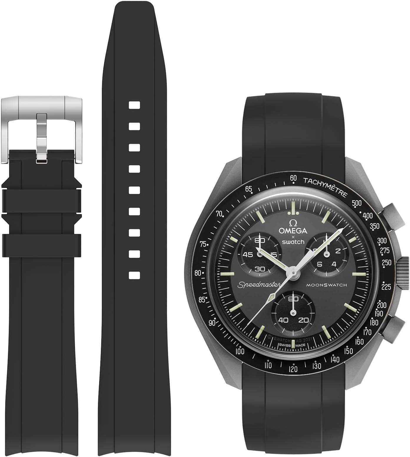 Bands for Moonswatch Watch,Curved No Gap Silicone Strap,Compatible with Omega X Swatch Moonswatch Speedmaster 20mm Watch,Swatch Omega Moonswatch Speedmaster Watch Replacement Strap for Women
