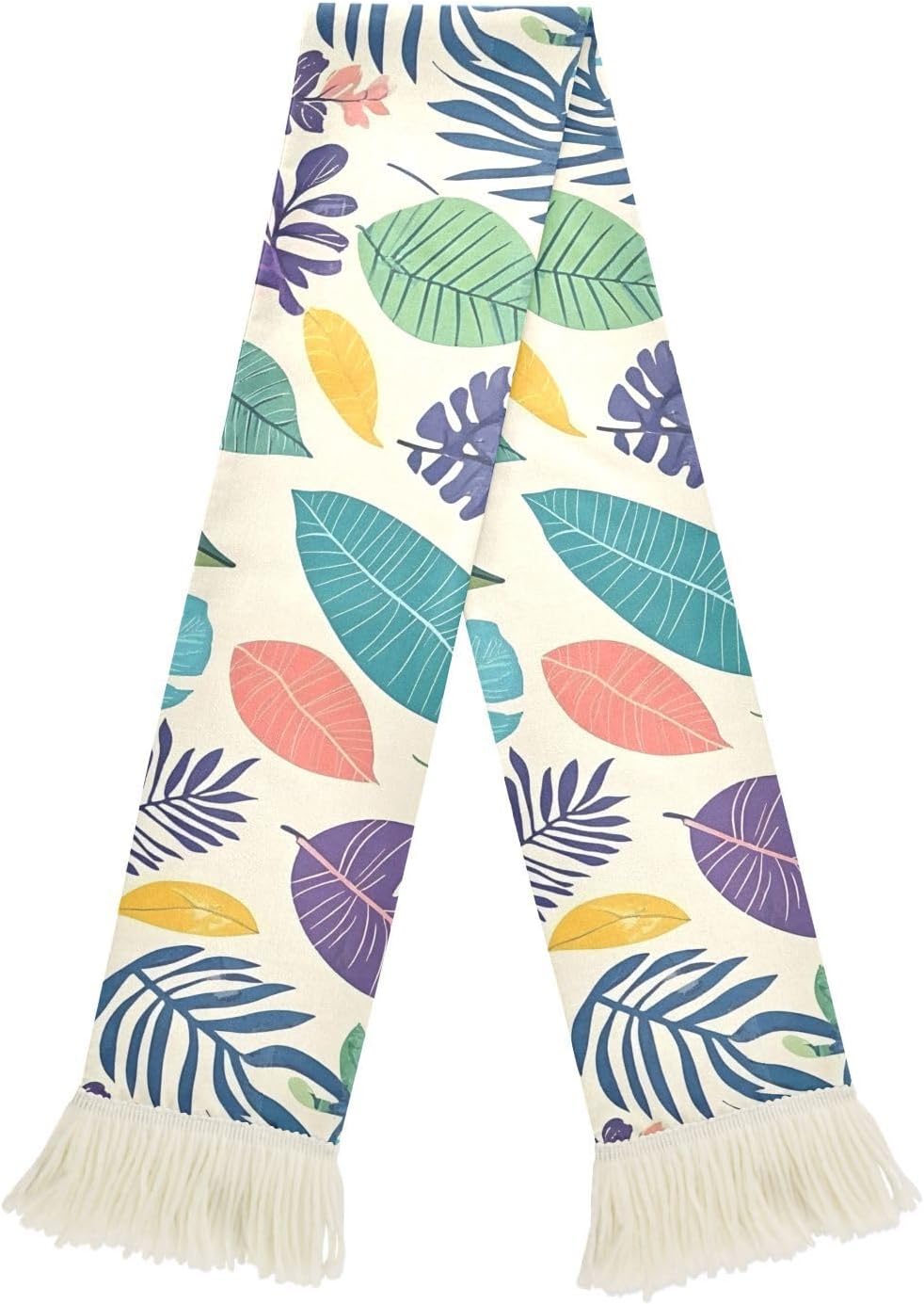 CHIFIGNO Colorful Tropical Leaves Sports Fan Scarf Towel, Soft Polyester Rally Towel for Soccer Game Cheering, Quick Dry with Fringe Ends