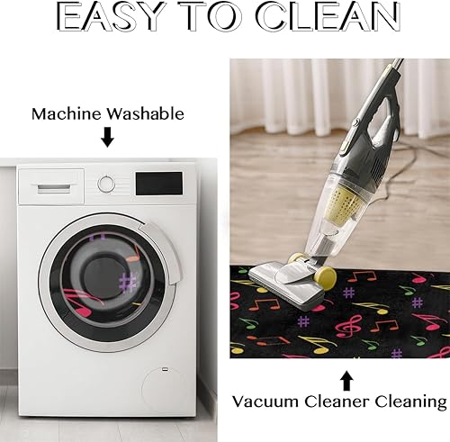 Miniatura 4 de Tapete de cocina con patrones de notas coloridas de dibujos animados 2 piezas tapetes acolchados antifatiga para suelo de cocina de 47 x 17