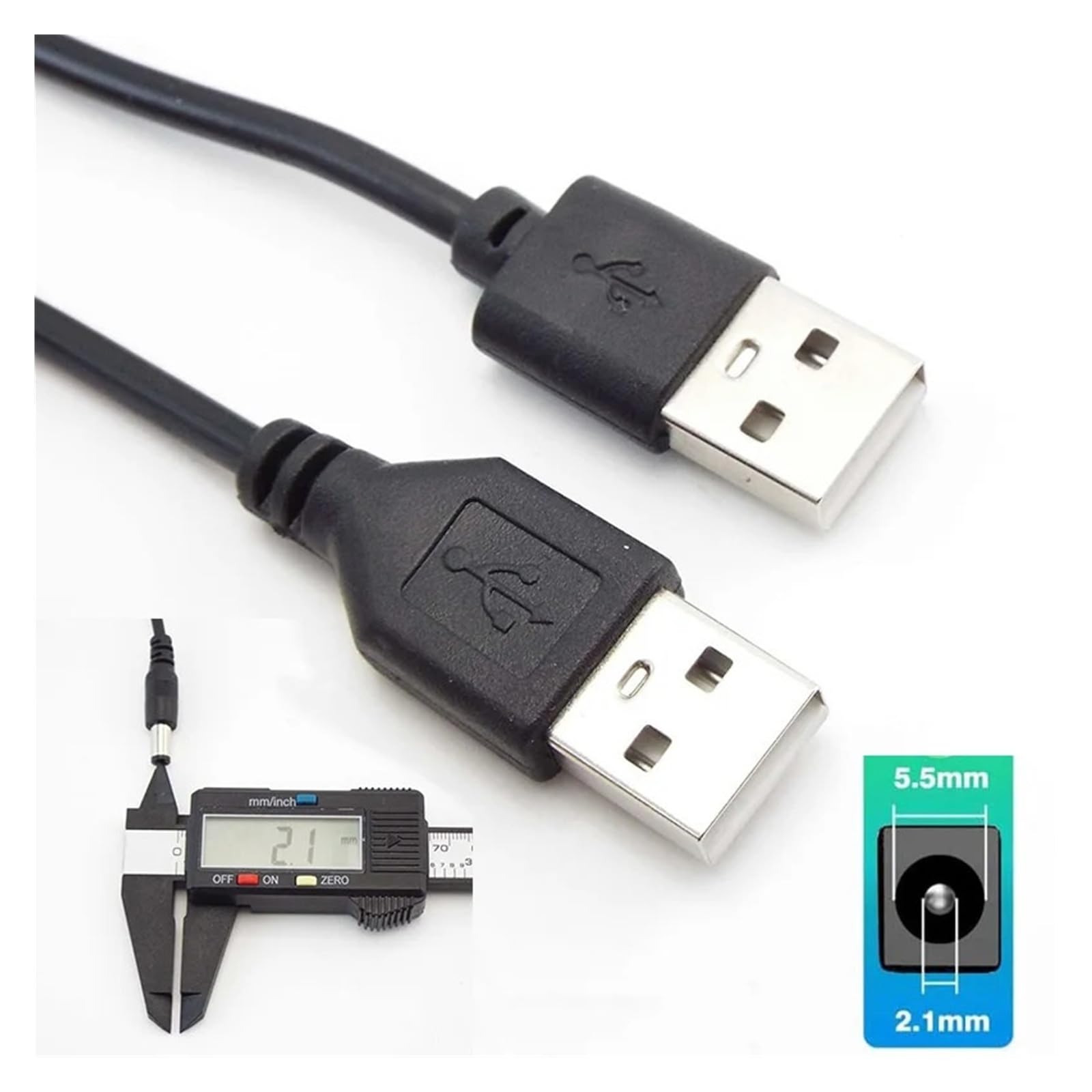Kabel USB Step Up 5V-9V/12V Boost DC 5,5 x 2,1 mm wtyczka męska (12,6 V boost line)