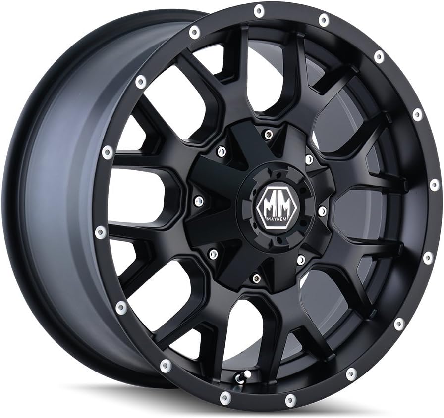Warrior (8015) Matte Black: 18x9 Wheel Size; 6-135/6-139.7 Lug Pattern, 106mm Bore, 18mm Offset.