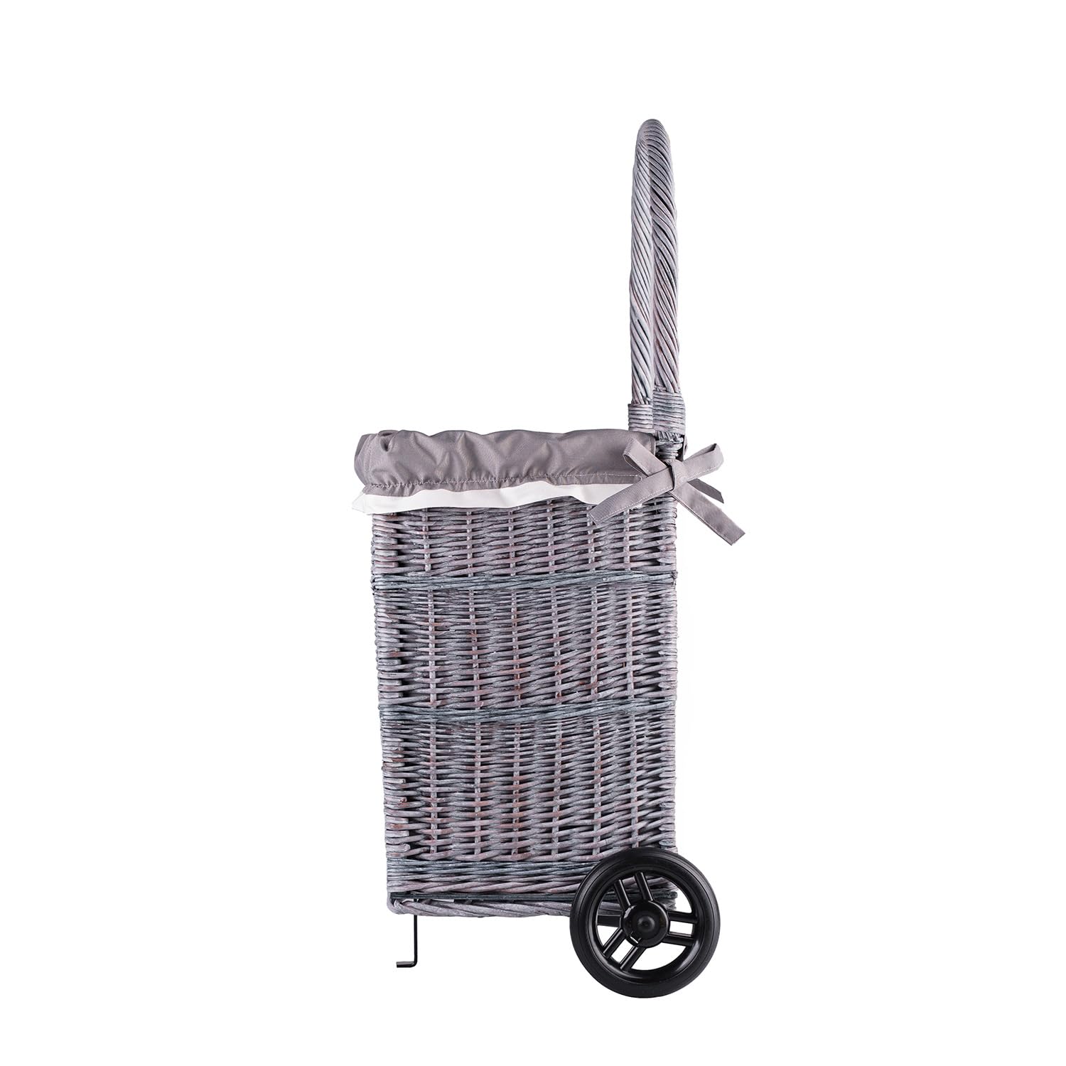 Panier à bûches sur roulettes - Chariot en osier - Panier des courses - Panier de rangement - Panier à provisions - Gris