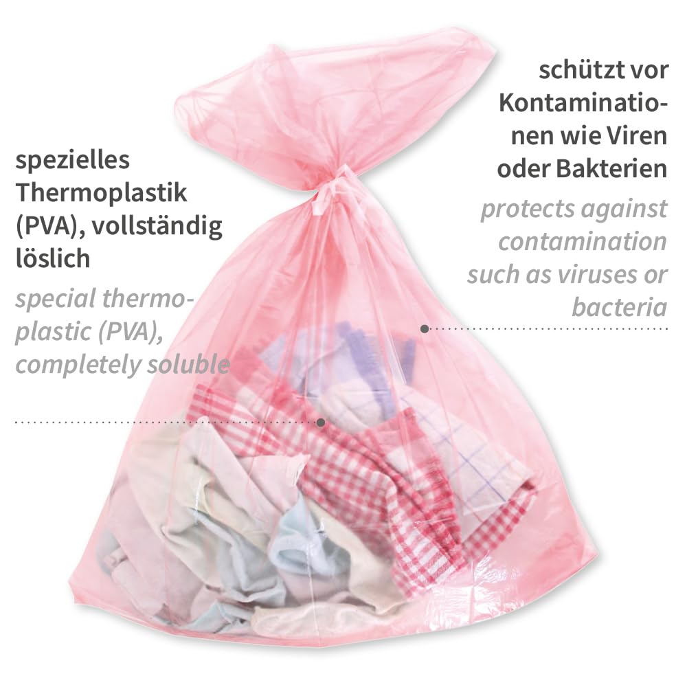 FRANZ MENSCH 200 Stück Hygostar Wäschebeutel Care | PVA, V: 60l, rot, L: 84cm, B: 66cm, Karton, Wäschesack, Wäschebeutel, Wäschtüte
