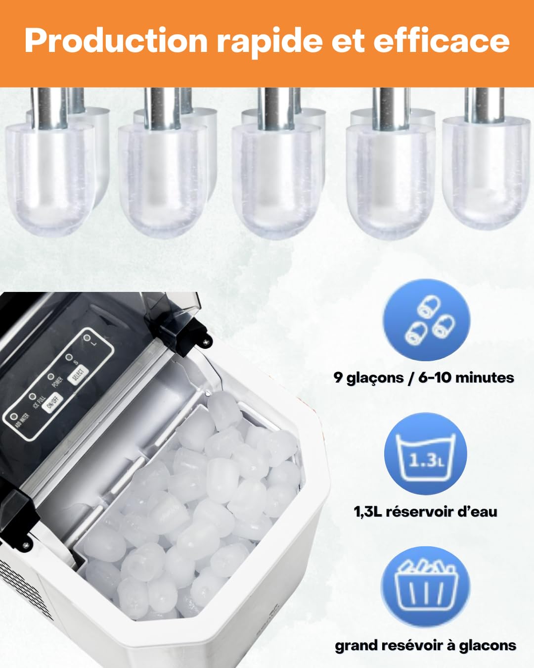 SENYA Macchina per cubetti di ghiaccio, 2 dimensioni di ghiaccio, fino a 12 kg in 24 ore, serbatoio 1,3 l, schermo a LED, rilevamento a infrarossi, acciaio inossidabile