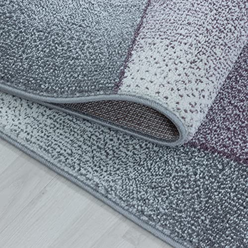 Tapis violet 80 x 150 cm au design abstrait et graphique